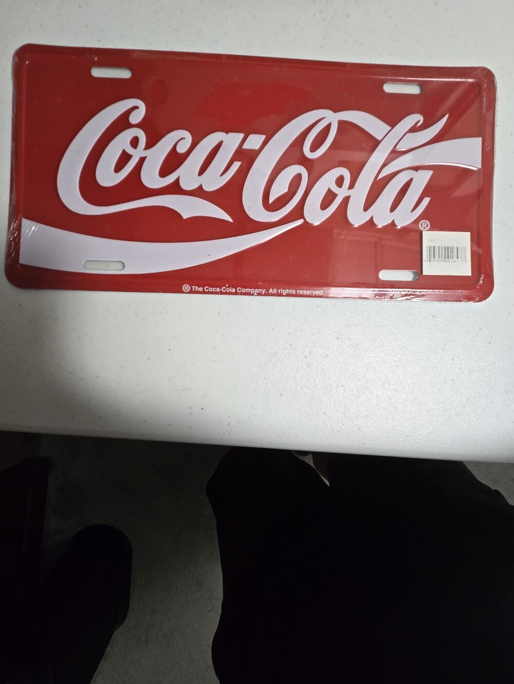 Coca-Cola Coke Logo Metal Advertising License Plate New Old Stock New Soda Pop